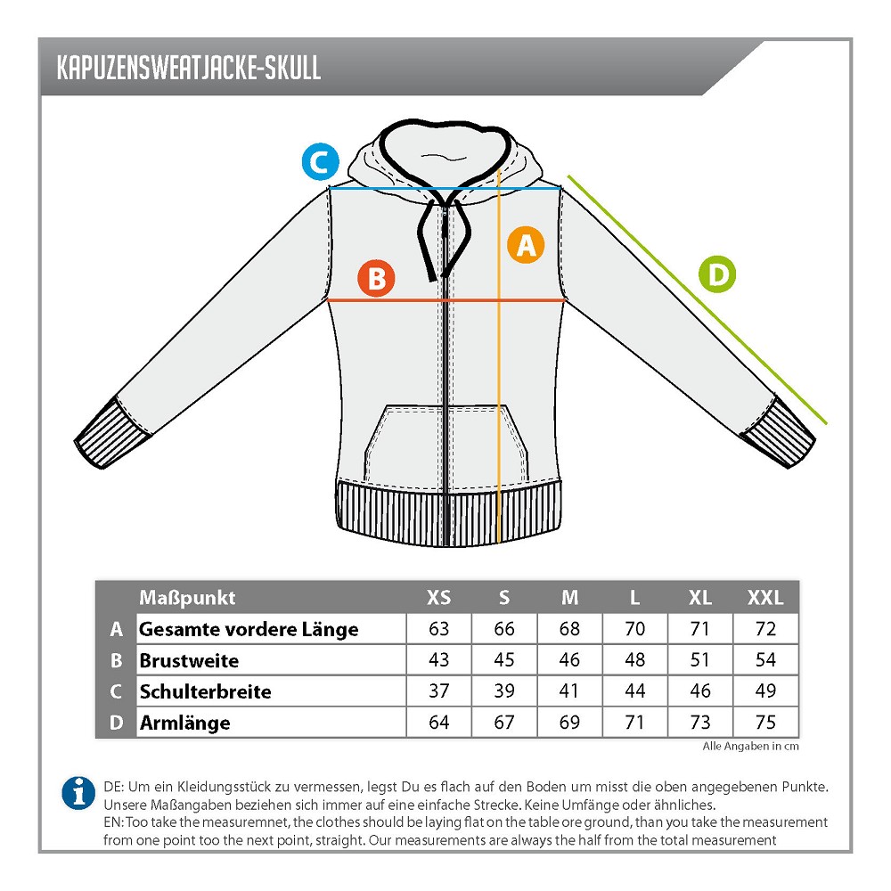 DAMEN KAPUZENJACKE SKULL DAMEN KAPUZENJACKE SKULL