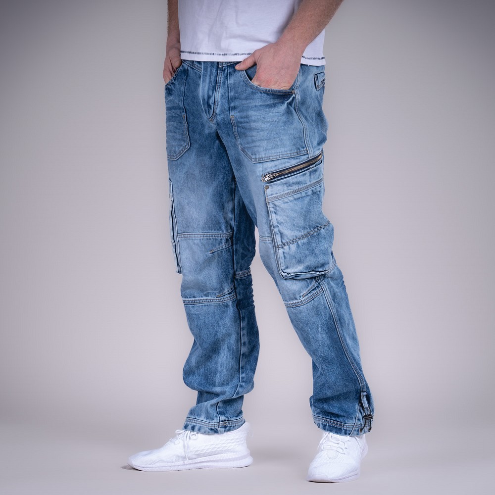 BROR CARGO JEANS – LIGHT BLUE DENIM (without belt)