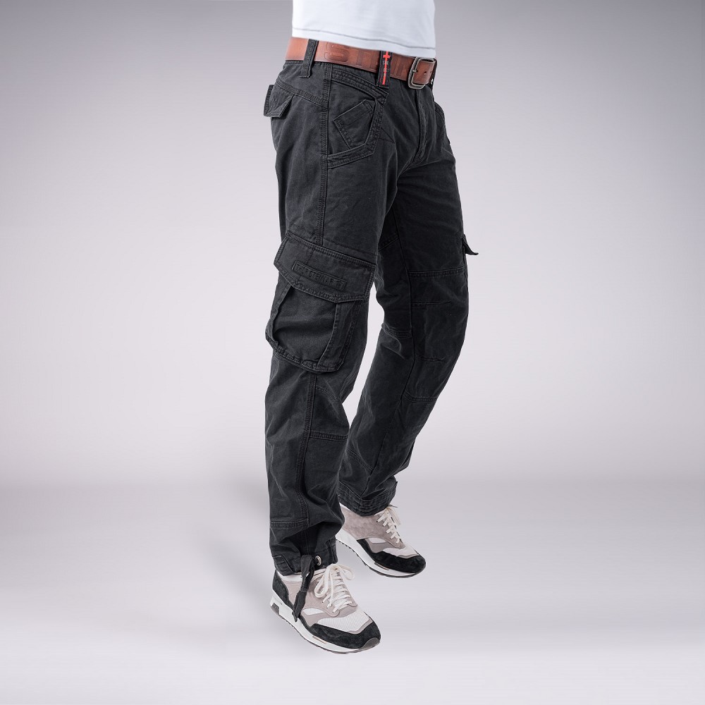 CARGOHOSE FOLKMER SCHWARZ (O. GÜRTEL)